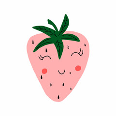 Strawberry, cute character for design, hand drawn, doodle.