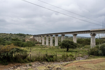 big bridge over the endless savannah in africa 