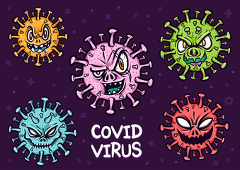 covid varian virus disease cartoon illustration