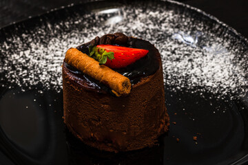 Chocolate mousse dessert. Chocolate cake