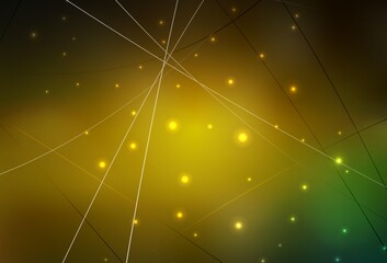 Dark Green, Yellow vector layout with circles, lines.