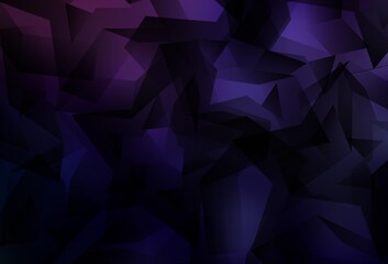 Dark Purple vector shining triangular backdrop.
