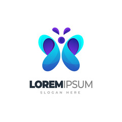Butterfly gradient logo template. Vector illustration