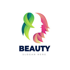 Beauty woman gradient logo template. Vector illustration