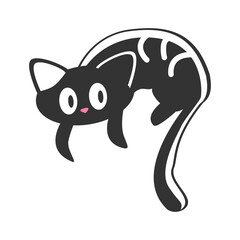 Little pretty black cat in a skeleton costume. Cute black kitty. Design for Halloween. Can be used for stiker, banner, card, poster and any design.