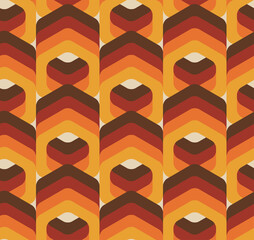Vector seamless trendy texture in retro 70s wallpaper style. Modern pattern