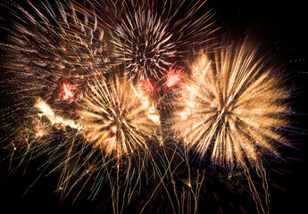 Amazing fireworks show in the dark sky