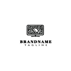 screen monitor logo template design icon vector illustration