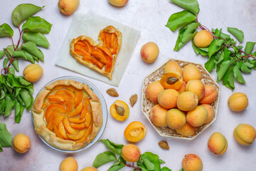 Delicious homemade galette with ripe apricots.