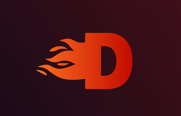fire red flames D alphabet letter icon for business and company. Suitable for a corporate logo