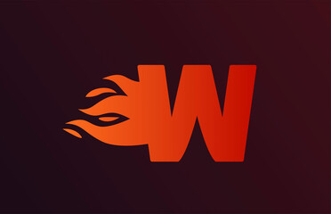 fire red flames W alphabet letter icon for business and company. Suitable for a corporate logo