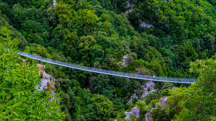 top view of the Tibetan bridge of Laviano, Campania, Italy