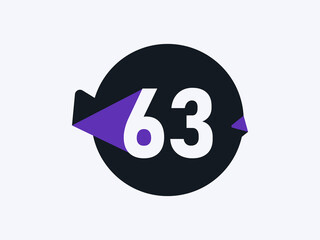 Number 63 logo icon design vector image