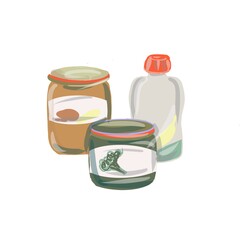 fish in a glass. Jars for baby food. Jars for products.