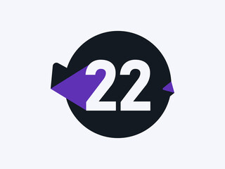 Number 22 logo icon design vector image