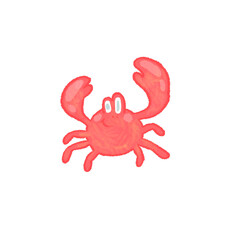 Red crab illustration. Isolated on white background. Funny and cute icon for stickers and cards.