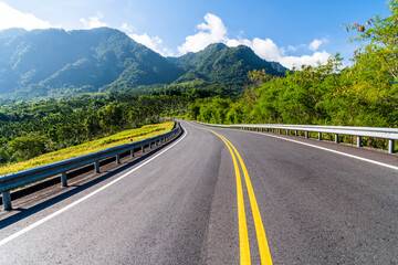 view of Yuchang Road in Hualien, Taiwan. The most beautiful Road in eastern Taiwan. 