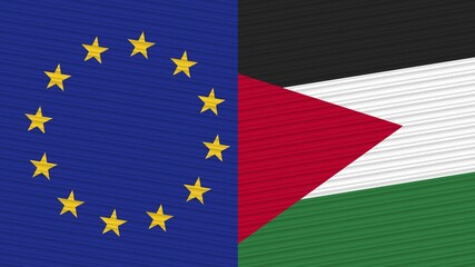 Jordan and European Union Flags Together - Fabric Texture Illustration