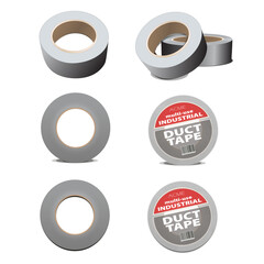 Rolls of Silver Duct Tape Vector Illustrations