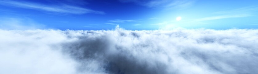 Clouds, beautiful landscape of clouds, sunrise among the clouds, 3D rendering