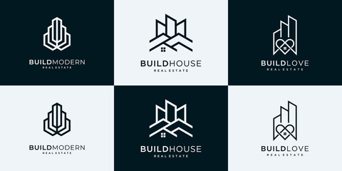 Collection of building architecture logo design templates	