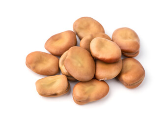 dried broad beans on white background