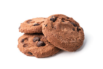 Chocolate chip cookie isolated on white background