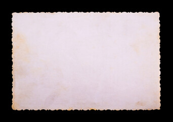 Old photo isolated on black. Vintage paper