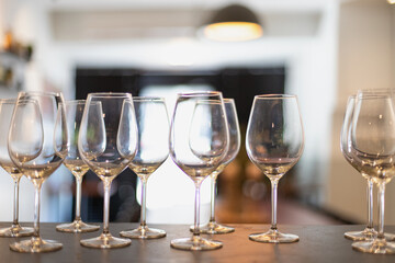 empty glasses on a light background