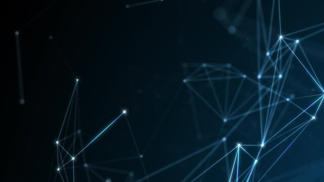 Abstract technology background from animated lines and dots. Looping seamless space geometrical backdrop