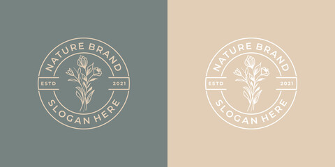 minimalist vintage Luxury logo design flower