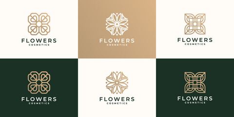 Set of abstract flower rose logo