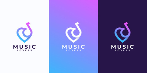creative music logo design, with love combination
