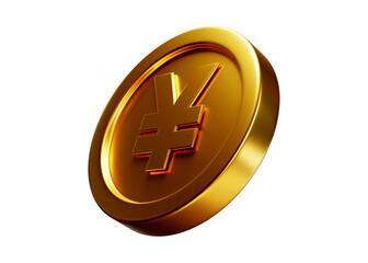 yen coin 3d rendering isolated on white background