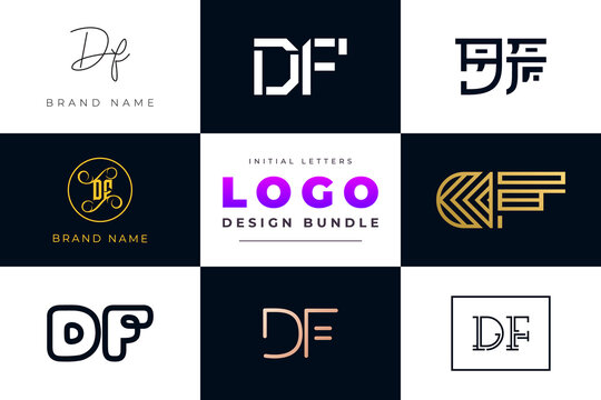 Set of collection Initial Letters DF Logo Design.