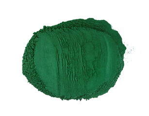 Organic spirulina algae powder isolated on white. Organic spirulina powder. Spirulina is a superfood used as a food supplement source of vitamin protein and beta carotene.