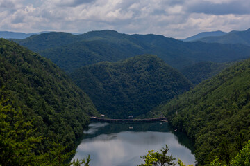 Fototapeta na wymiar Mountain View on Dragons Tail in Tennessee, USA 