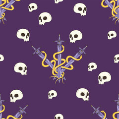 Seamless Pattern with Magic Elements
