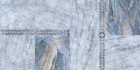 stone marble background with decor in blue tones