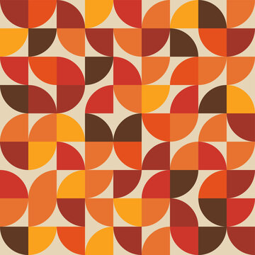 Fototapeta Abstract seamless geometric pattern - bauhaus style print design - simple repeating lines and shapes mosaic background