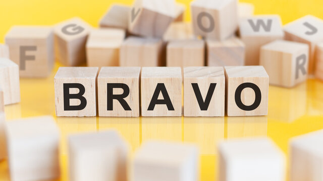 word bravo written on wood blocks, concept