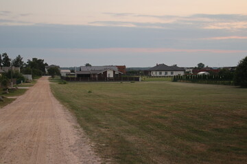 sunset in the village