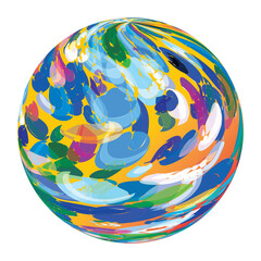 Decorative sphere. Abstract round Striped design element