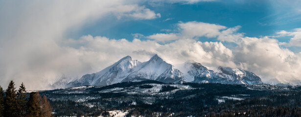 Beautiful spring landscape with a view of the Tatra Mountains © hajdar