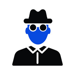 Anonymity icon (secret, spy icon) Black and blue Vector illustration