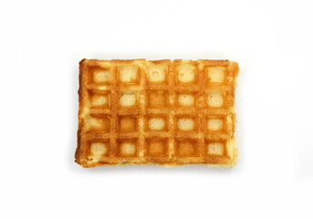Freshly baked belgian waffles isolated on white background.