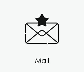 Fototapeta premium Mail vector icon. Editable stroke. Symbol in Line Art Style for Design, Presentation, Website or Apps Elements, Logo. Pixel vector graphics - Vector