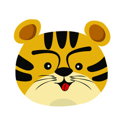 Cute tiger cub face hand drawn . illustration. Childish t-shirt print design