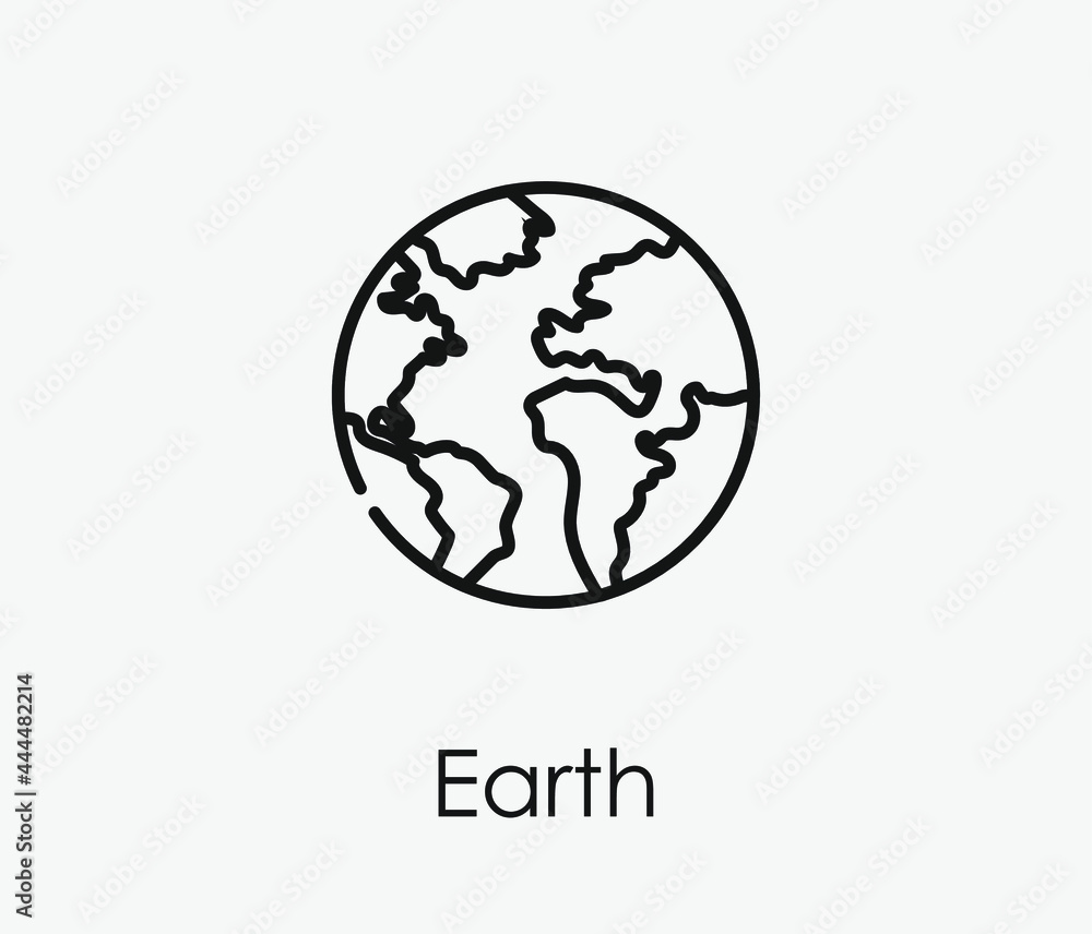 Poster earth vector icon. editable stroke. symbol in line art style for design, presentation, website or ap