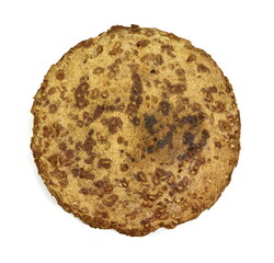 Round home baked rye bread isolated over white. Healthy food concept. 